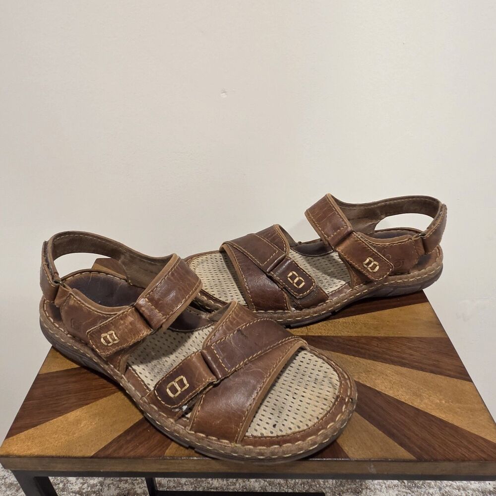 Born Custer Sandals US 11 Men Slingback Brown Leather Fisherman Dad Indie H61206